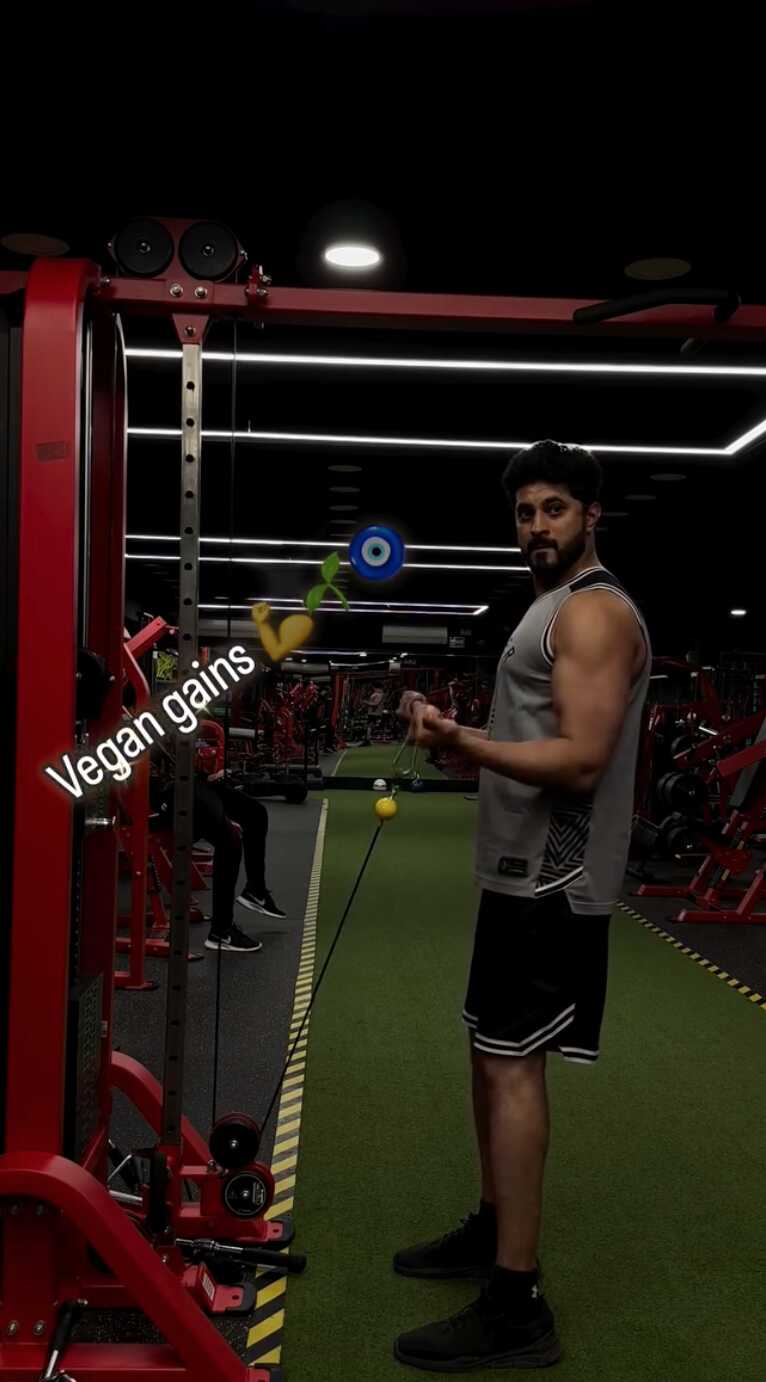 Arvind Krishna while doing exercise in gym