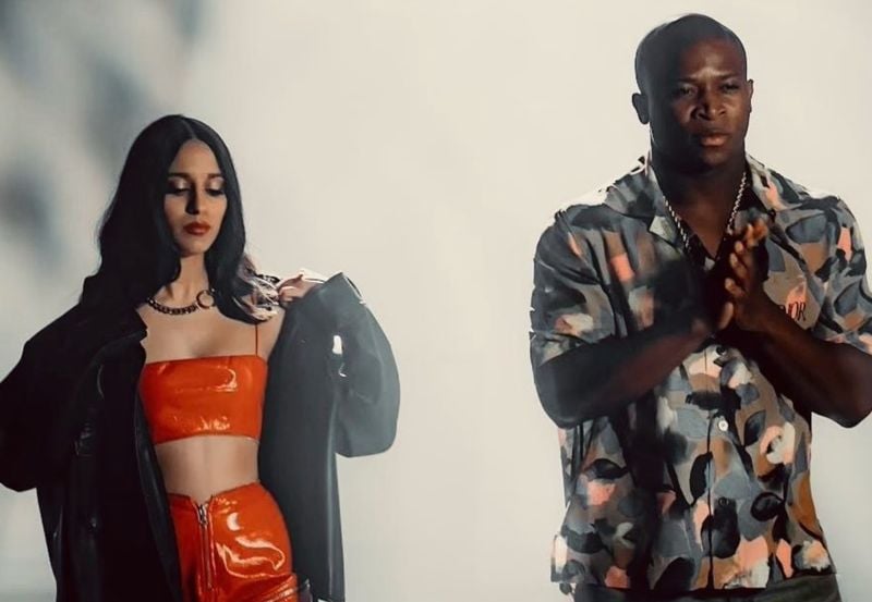 Aryaana Gandhi with the American rapper O.T. Genasis in a still from the English song titled 