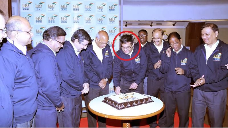 Ashish Chauhan cutting cake during his joining at BSE