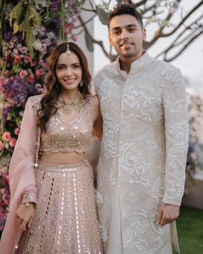Ashish Kanakia and Shazahn Padamsee during their engagement function