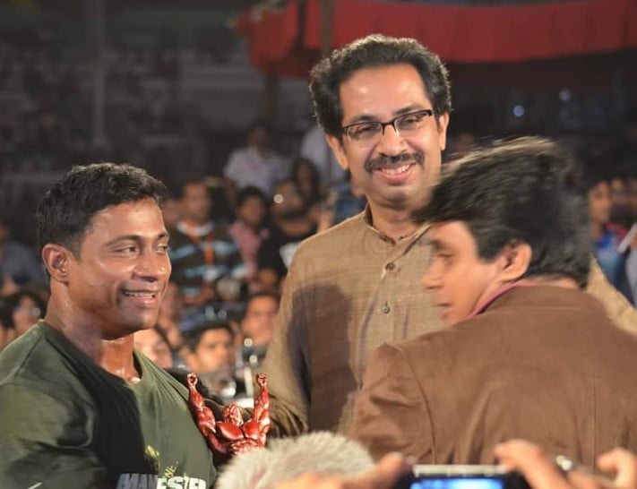 Ashish Sakharkar with Uddhav Thackeray during his early years as a bodybuilder