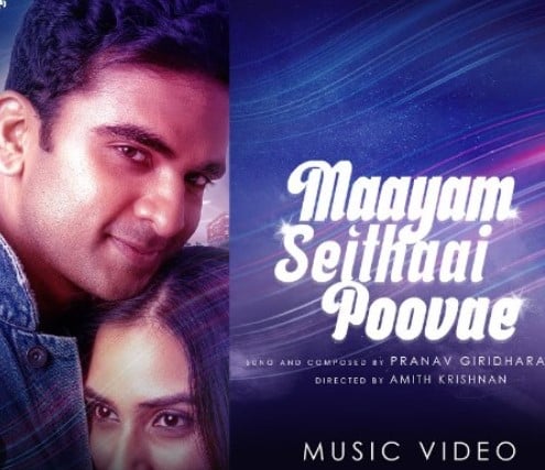 Ashok Selvan on the poster of the music video of the Tamil song ‘Maayam Seidhai Poove’