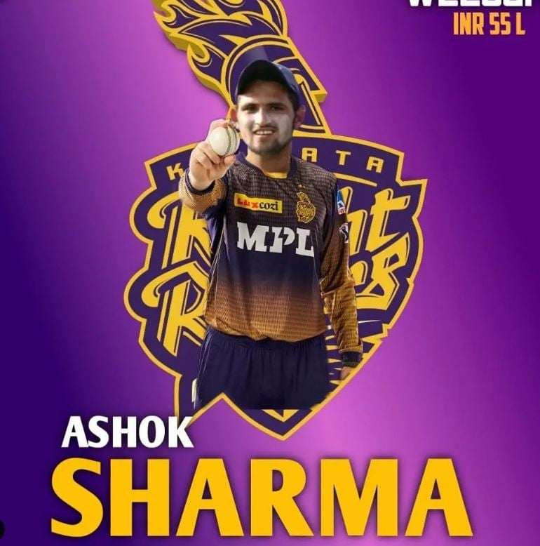 Ashok Sharma as a team member of Kolkata Knight Riders