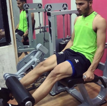 Ashutosh Sharma while exercising at a gym