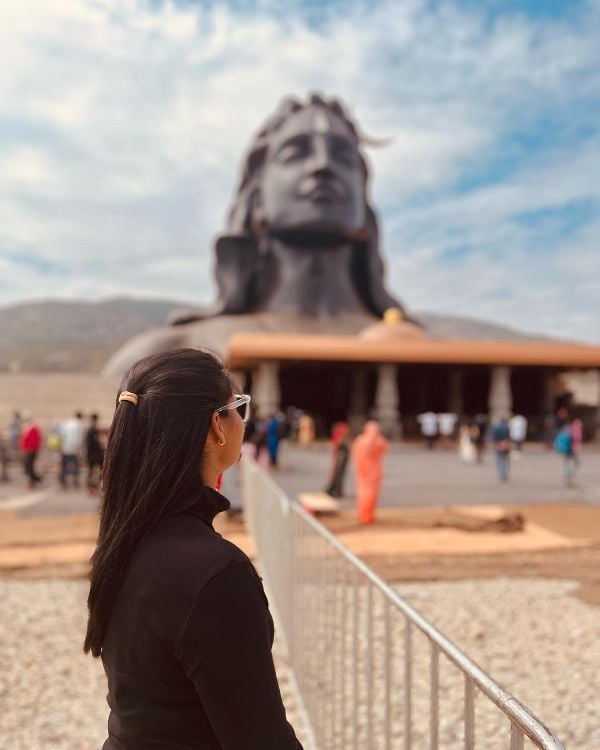 Ashwani Kumari during a visit to Adiyogi temple in Tamil Nadu