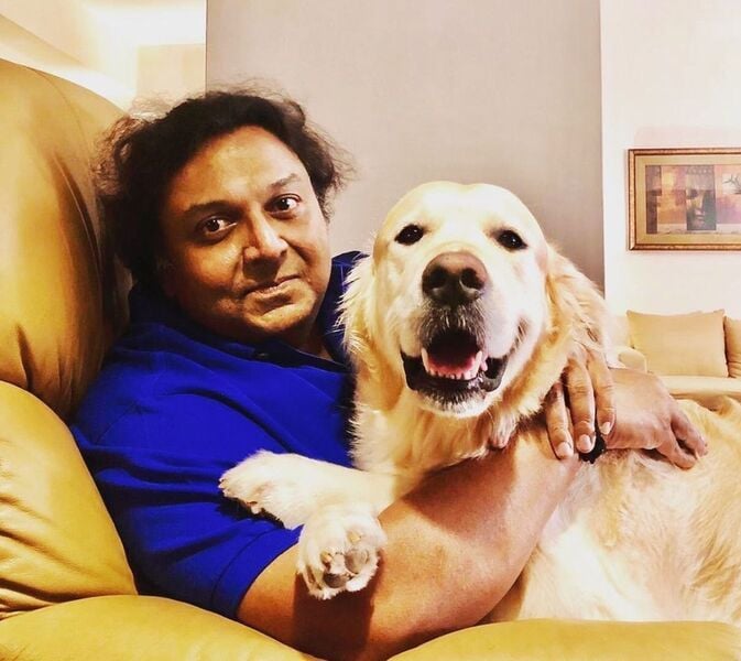 Ashwin Sanghi with his pet dog Simba