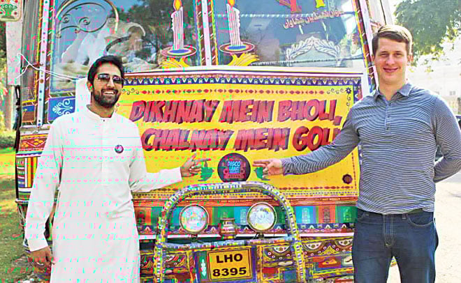 Asser Malik with his Disco Tour Bus