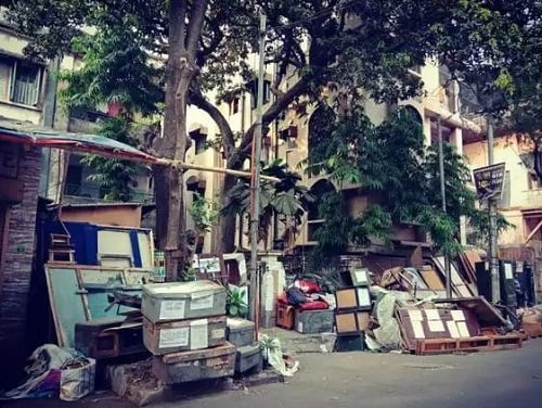 Assets of the Sundaram Theatre Group lying on the road