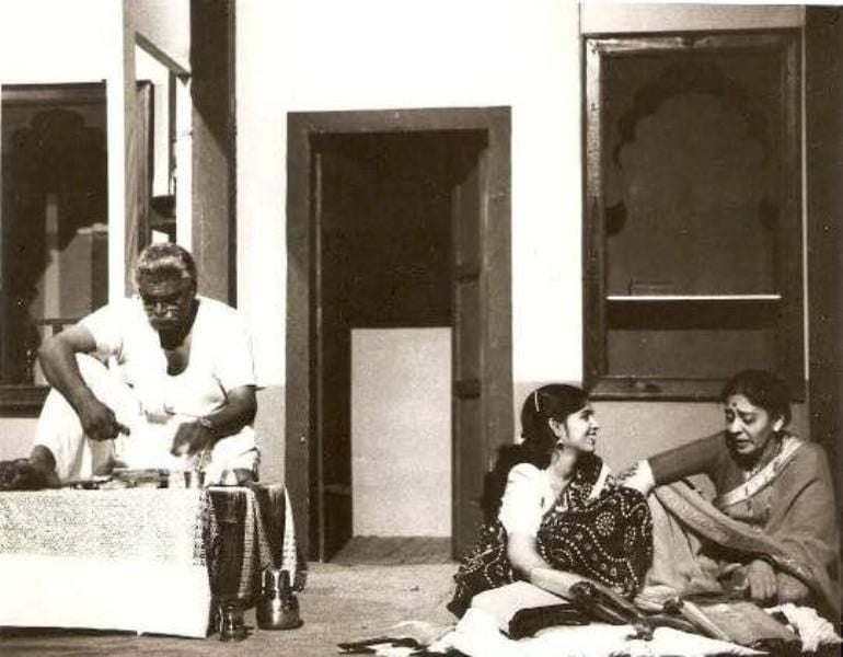Atisha Naik (centre) in a still from the Marathi theatrical production 
