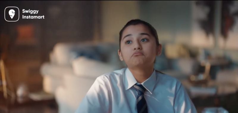 Aurra Bhatnagar Badoni in a still from the TV advertisement for Swiggy Instamart