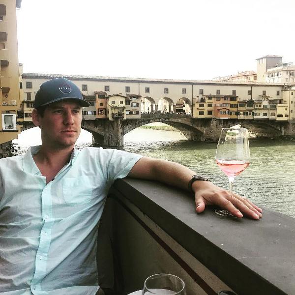 Austen Kroll while having wine