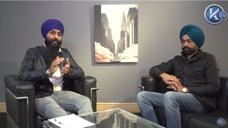 Avtar Singh Khanda (left) as a presenter on the channel KTV