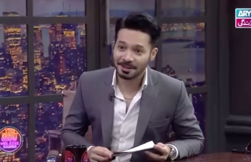 Ayaz Samoo in a still from his Pakistani talk show titled 