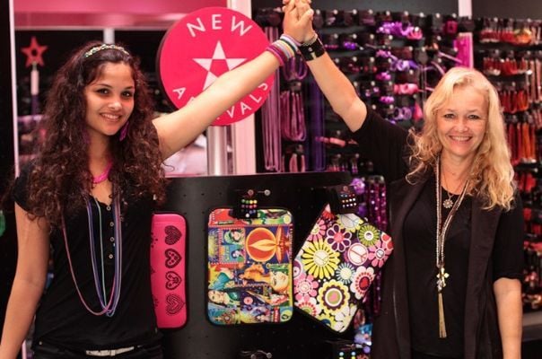 Ayesha Kapur and her mother at an Ayesha Accessories store