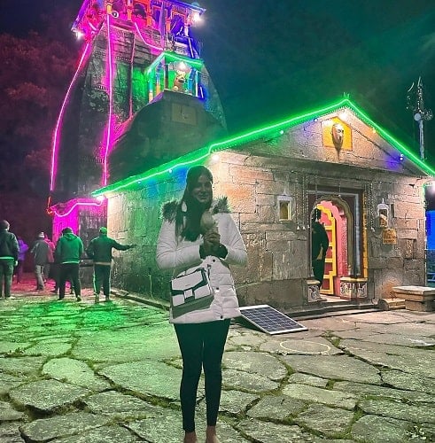 Ayra Bansal at a temple