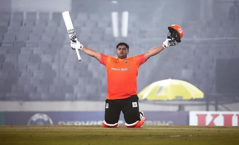 Azam Khan after hitting his maiden century