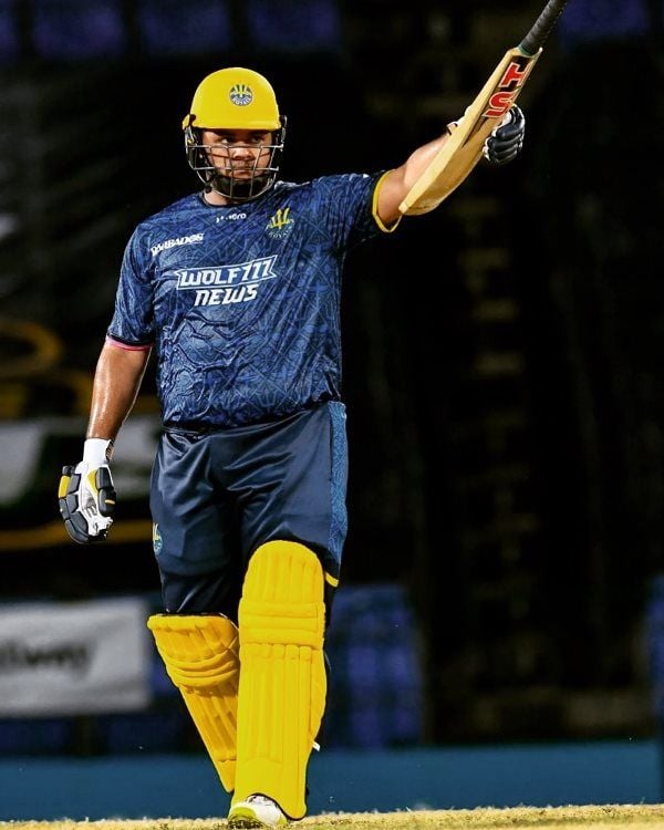 Azam Khan during the 2021 Caribbean Premier League