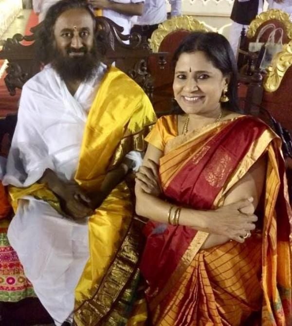 B. R. Chaya with Sri Sri Ravishankar