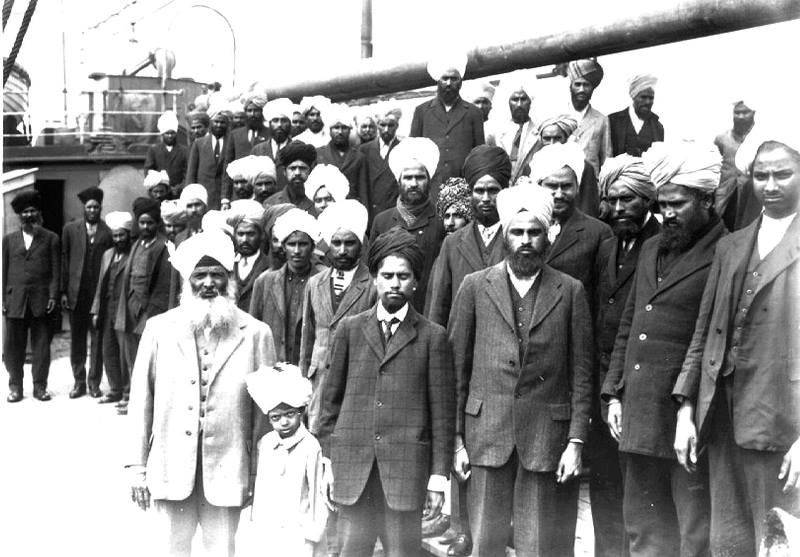 Baba Gurdit Singh and others on the Guru Nanak Jahaz (Komagata Maru) in Vancouver harbour