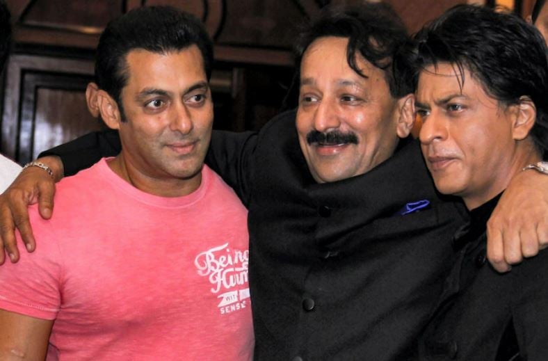 Baba Siddique with Salman Khan and Shah Rukh Khan during his Iftar Party