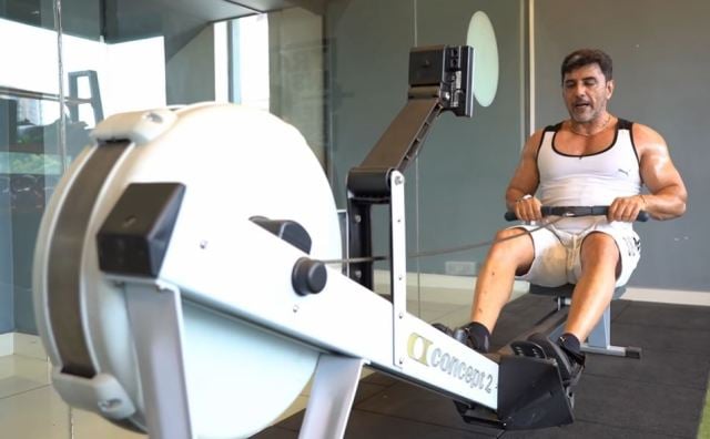 Babloo Prithiveeraj while working out at the gym