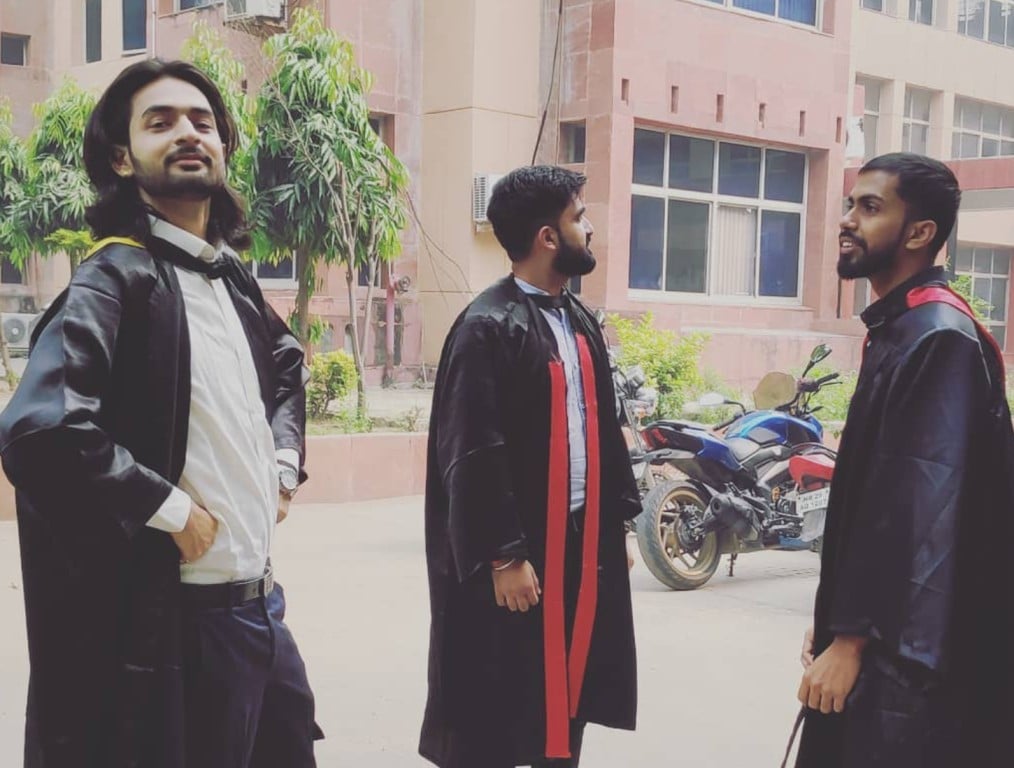 Badal Sharma (left) with his friends on his graduation day