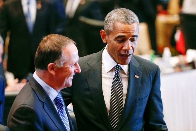Barack Obama and John Key at an event