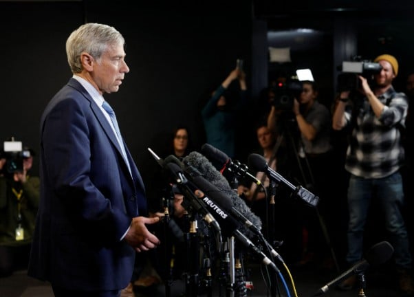 Barry Pollack during a media conference