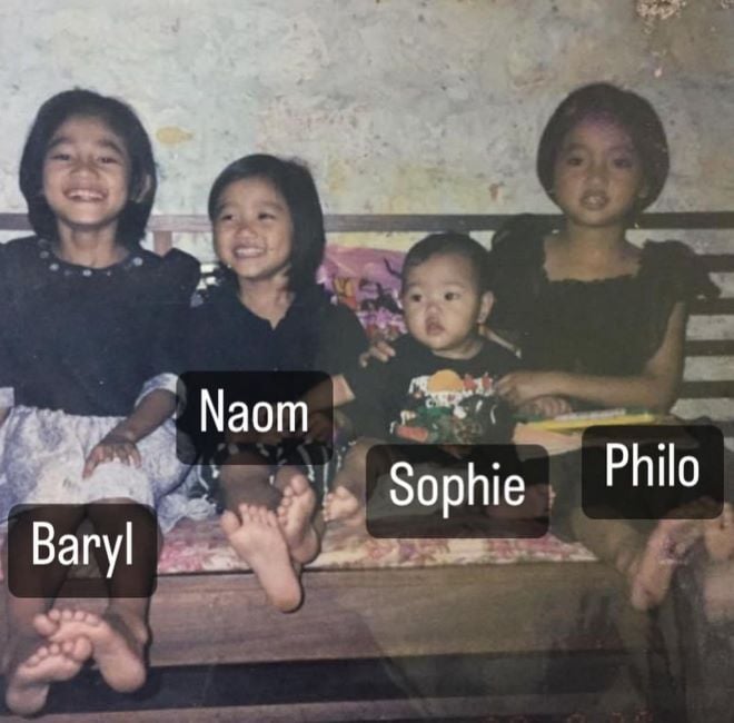 Baryl Vanneihsangi during her childhood with her sisters
