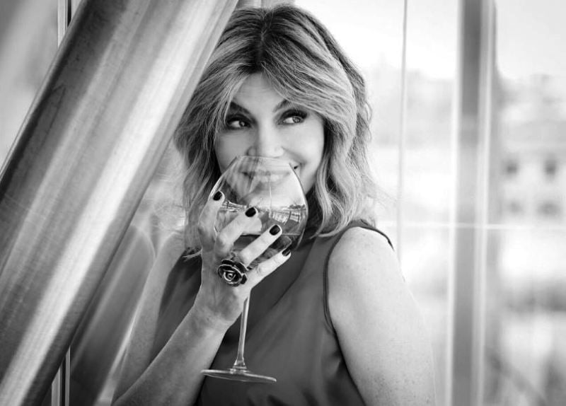 Benedicta Boccoli while having wine