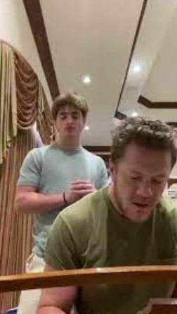 Benson Boone while recording a song with Dan Reynolds