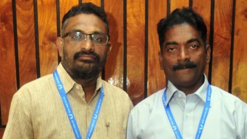 Benyamin (left) with Najeeb, the person on whom Aadujeevitham (Goat Days) novel is based