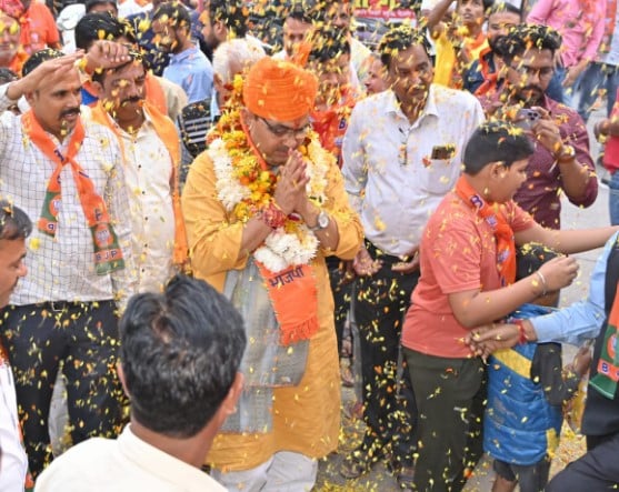 Bhajan Lal Sharma during a political rally