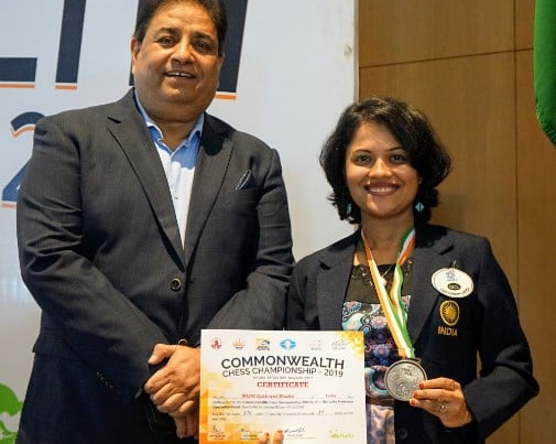 Bhakti Kulkarni posing after winning the bronze medal at Commonwealth Championships in 2019