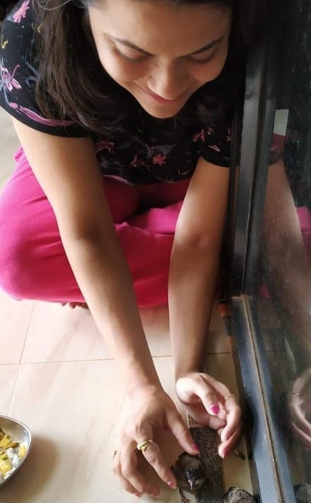 Bhakti Kulkarni with her pet bird