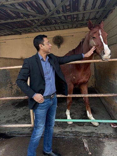 Bhartendu Shandilya with a horse
