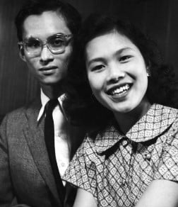Bhumibol Adulyadej with Mom Rajawongse Sirikit Kitiyakara in Paris