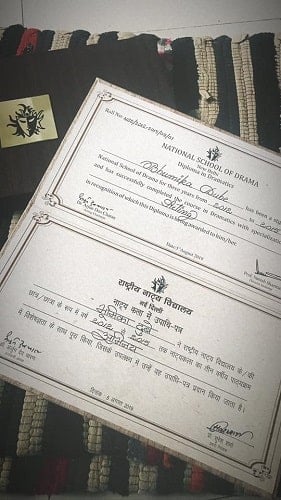 Bhumika Dube graduation degree of the National School of Drama