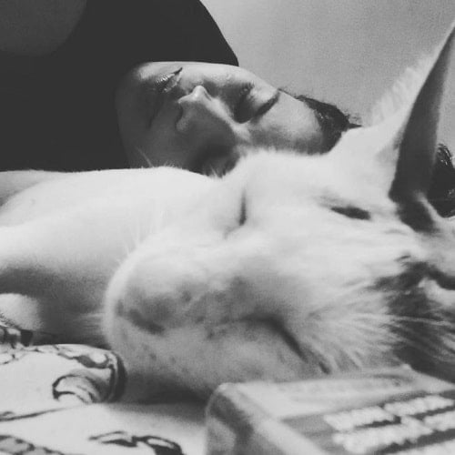 Bhumika Dube with her pet cat