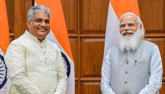 Bhupender Yadav with Narendra Modi
