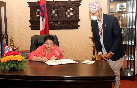 Bidya Devi Bhandari at her office