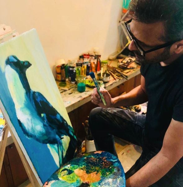 Bilal Maqsood during his painting session