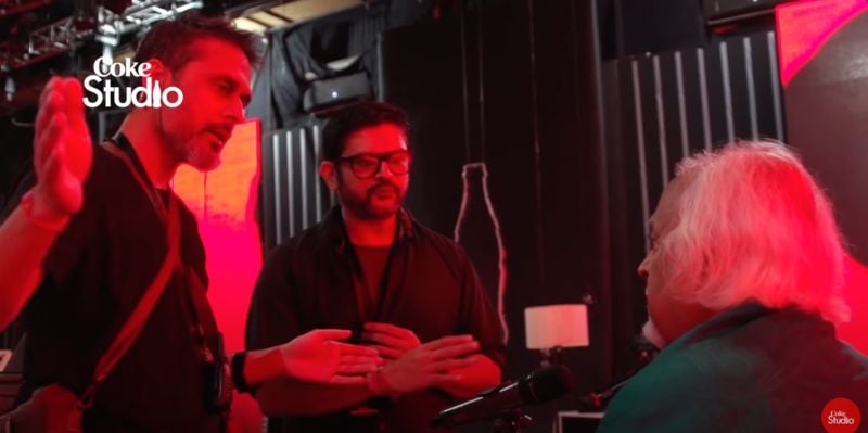 Bilal Maqsood (extreme left) during direction of an episode in season 8 of Coke Studio Pakistan