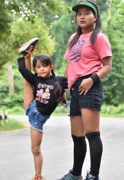 Binita Chetry with her aunt, Amrita Chetry