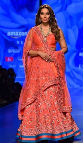 Bipasha Basu walking the ramp in a fashion show