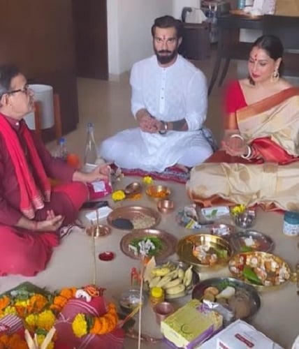 Bipasha Basu while doing pooja