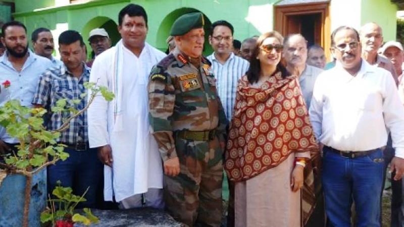 Bipin Rawat on a visit to his maternal village Thati in Uttarkashi