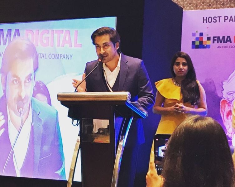 Bishwajit Ghosh giving a speech at an event organised by Fledge Institute