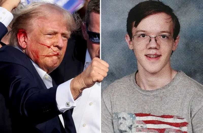 Blood smeared on Donald Trump