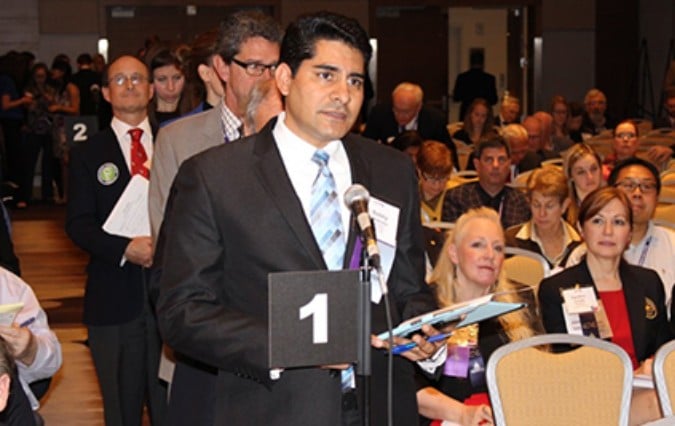 Bobby Mukkamala while delivering a lecture at a conference